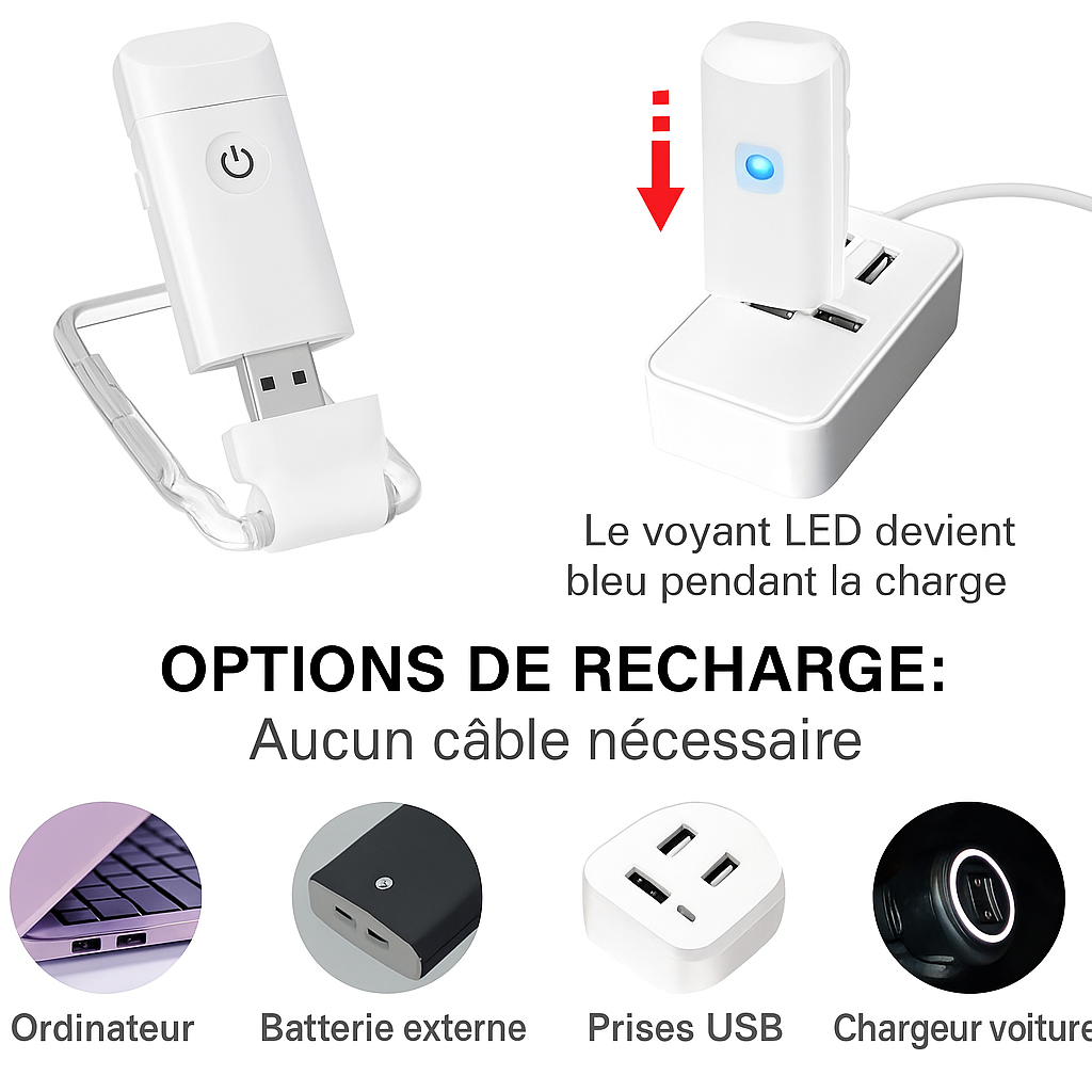 ClipLight - Lampe de lecture LED rechargeable avec pince